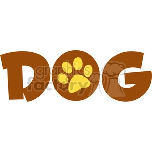 12811 RF Clipart Illustration Dog Text With Paw Print