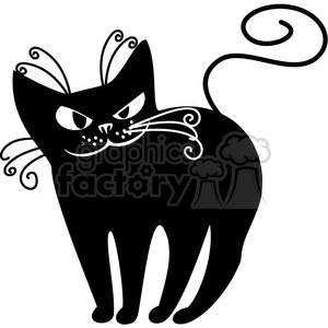 vector clip art illustration of black cat 079