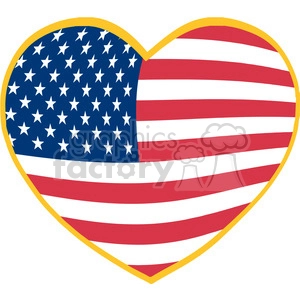 This clipart image features a heart-shaped design filled with the pattern of the American flag. The flag's iconic stars and stripes are displayed within the heart's outline, symbolizing love and affection for the United States of America.