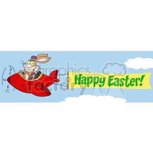 Easter Bunny Flying With Plane And A Blank Banner Attached