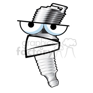 grumpy spark plug cartoon character 002