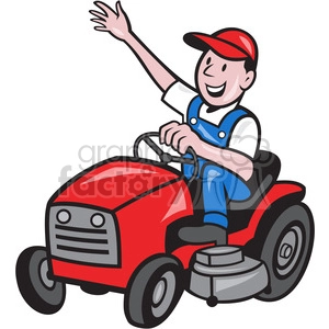 farmer riding tractor mower
