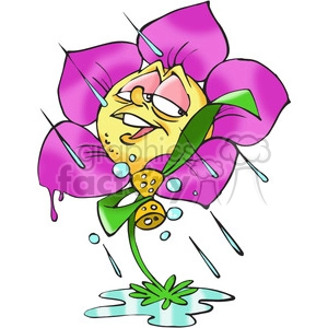 cartoon flower in the rain