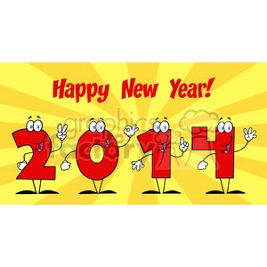 5666 Royalty Free Clip Art 2014 New Year Numbers Cartoon Characters1
