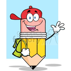5912 Royalty Free Clip Art Happy Pencil Student Going To School