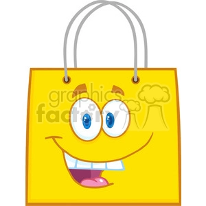6720 Royalty Free Clip Art Happy Yellow Shopping Bag Cartoon Mascot Character