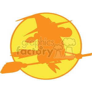 6633 Royalty Free Clip Art Witch Ride A Broom Silhouette