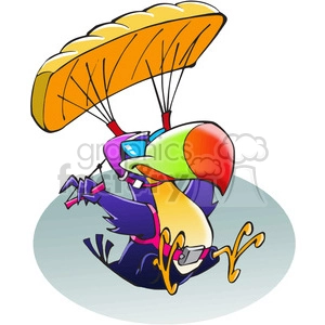 parachuting tropical bird cartoon