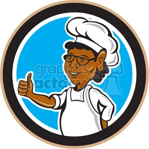 chef African American standing thumb up in circle shape