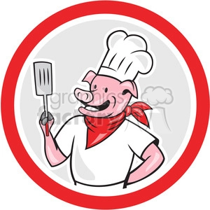pig chef holding spatula