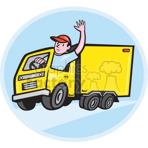 delivery truck driver waving shape