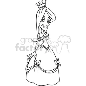 cartoon princess in black and white