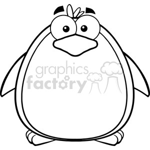 Royalty Free RF Clipart Illustration Black And White Cute Penguin Cartoon Mascot Character