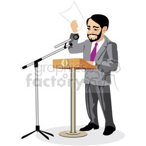 politician speaking at a podium
