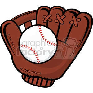 royalty free rf clipart illustration baseball glove and ball vector illustration isolated on white background