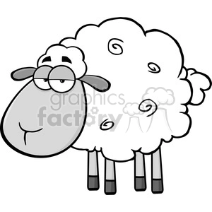 Royalty Free RF Clipart Illustration Cute Sheep Cartoon Mascot CharacterIn Gray Color