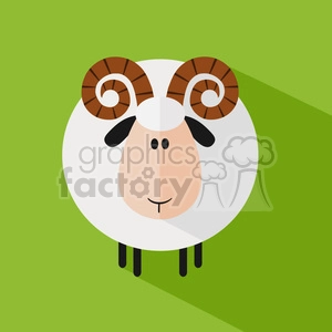 8245 Royalty Free RF Clipart Illustration Cute Ram Sheep Modern Flat Design Vector Illustration
