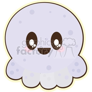 The clipart image depicts a cartoon octopus with a large head and five visible tentacles. The octopus has two big eyes and a smiling mouth, and is colored in shades of blue and purple with white highlights.
