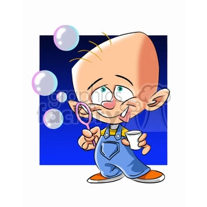 cartoon baby boy blowing bubbles