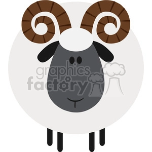 8237 Royalty Free RF Clipart Illustration Cute Ram Sheep Modern Flat Design Vector Illustration