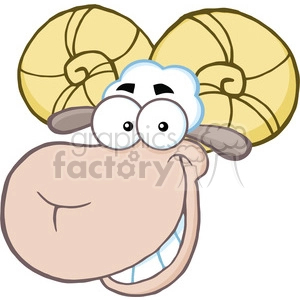 Royalty Free RF Clipart Illustration White Ram Sheep Head Cartoon Mascot Character