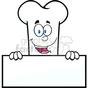 The clipart image features an anthropomorphic humorous representation of a bone, which is commonly referred to as a funny bone, peeking over an empty horizontal banner or sign. The bone has a cartoonish face with big, blue eyes and a happy expression. It is holding the sign with its hands at the corners.