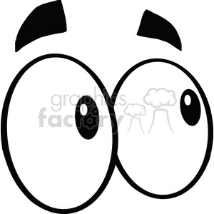 Royalty Free RF Clipart Illustration Black And White Looking Cartoon Eyes