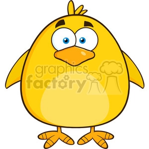 8585 Royalty Free RF Clipart Illustration Cute Yellow Chick Cartoon Character Vector Illustration Isolated On White