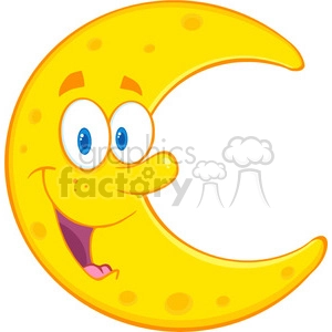 Royalty Free RF Clipart Illustration Smiling Moon Cartoon Mascot Character