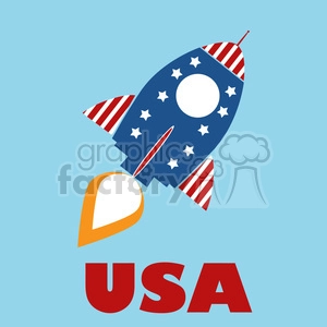8316 Royalty Free RF Clipart Illustration Retro Rocket With USA Flag Concept Vector Illustration With Text