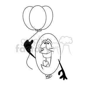 black and white cartoon party balloon vector image mascot happy holding balloons