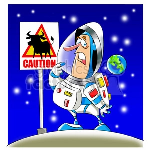 scott the astronaut cartoon character surprised by weird sign moon landing