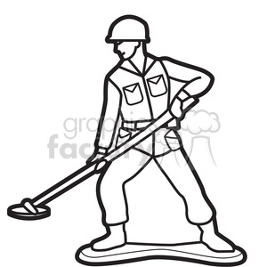 black white toy mine sweeper soldier illustration graphic