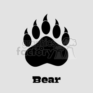 9222 royalty free rf clipart illustration black bear paw with claws vector illustration isolated on white