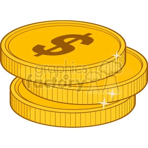 royalty free rf clipart illustration three golden dollars vector illustration isolated on white background