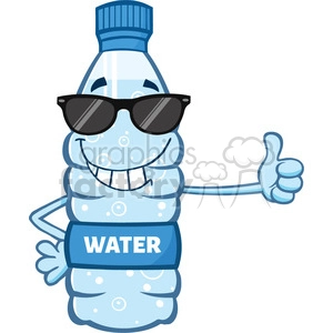 illustration cartoon ilustation of a water plastic bottle mascot character with sunglasses giving a thumb up vector illustration isolated on white background