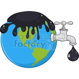 royalty free rf clipart illustration oil pouring over earth with faucet and petroleum drop design vector illustration isolated on white background