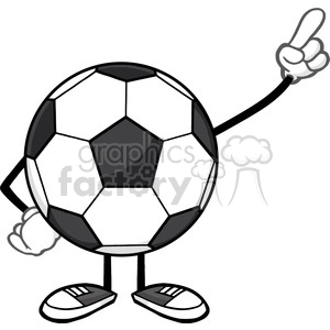 soccer ball faceless cartoon mascot character pointing vector illustration isolated on white background
