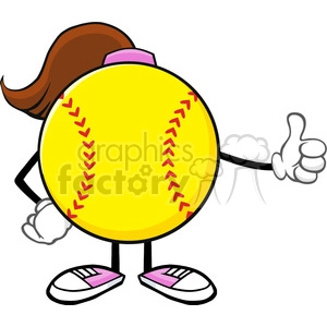 softball girl faceless cartoon mascot character giving a thumb up vector illustration isolated on white background