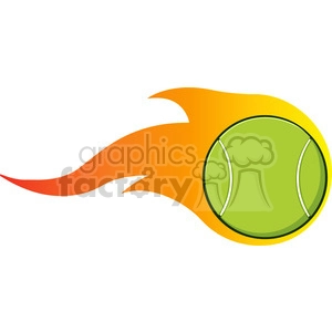 cartoon flaming tennis ball vector illustration isolated on white