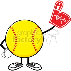 softball faceless cartoon mascot character wearing a foam finger vector illustration isolated on white background