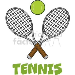 crossed racket and tennis ball vector illustration isolated on white and text tennis
