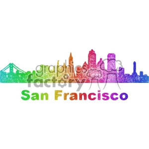 city skyline vector clipart USA San Francisco