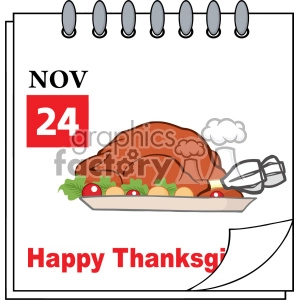 Cartoon Calendar Page With Roasted Turkey Vector