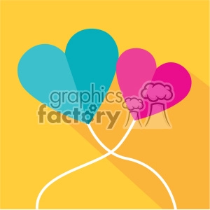 two heart balloons flat design vector icon art