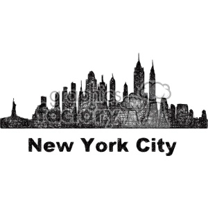black and white city skyline vector clipart USA New York