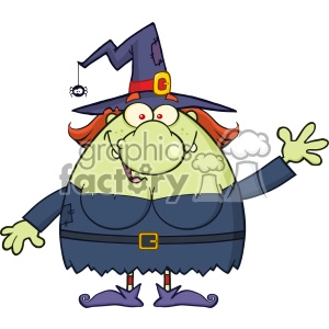 Ugly Witch Cartoon Mascot Character Waving For Greeting Vector