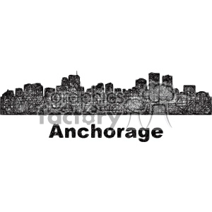 black and white city skyline vector clipart USA Anchorage