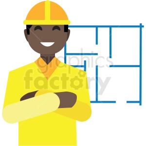 black construction worker flat icon vector icon
