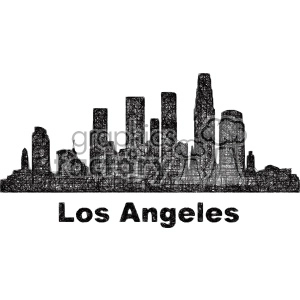 black and white city skyline vector clipart USA Los Angeles